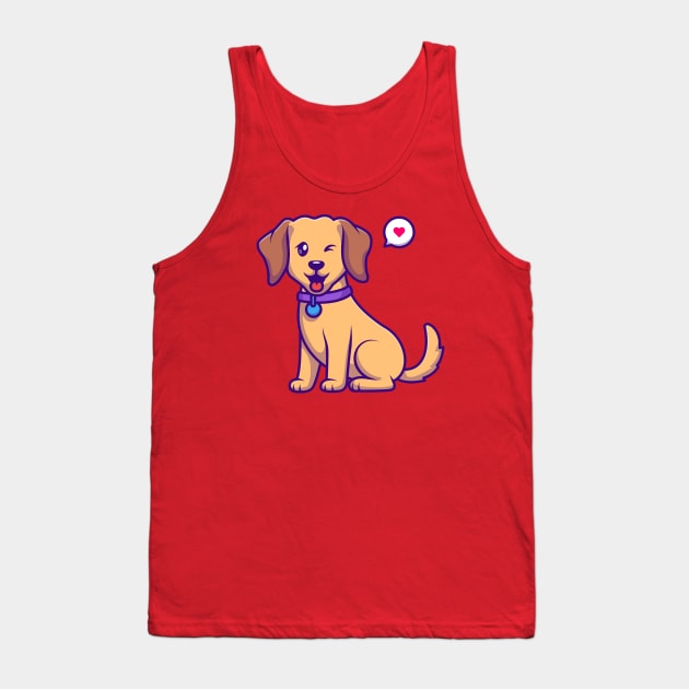 Cute Dog Sitting Cartoon Tank Top by Catalyst Labs